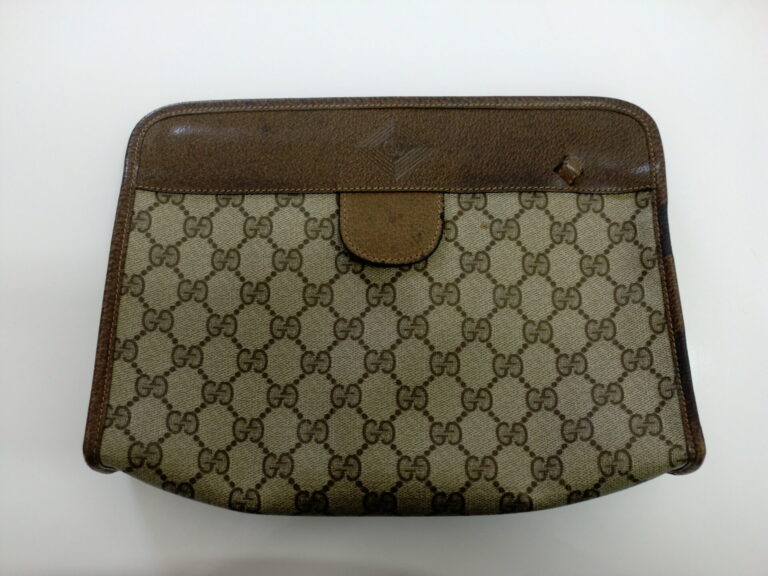 GUCCI オールドグッチ GG柄 PVC×レザー セカンドバッグ 67-039-5465