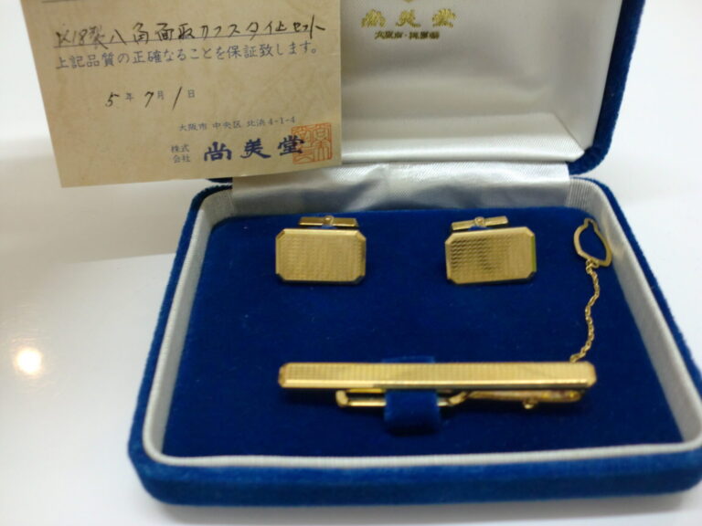 K18製八角面取カフスタイピンセット