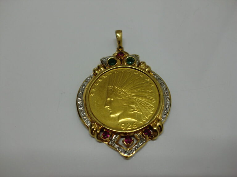 インディアン金貨 10ドル 枠（K18/メレーダイヤ/ルビー）